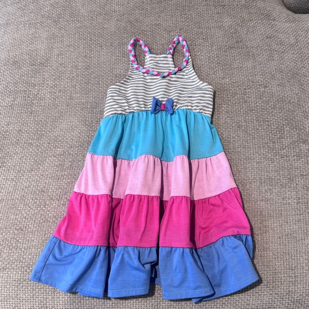 Jona Michelle Striped Dress with Pink and Blue Accents